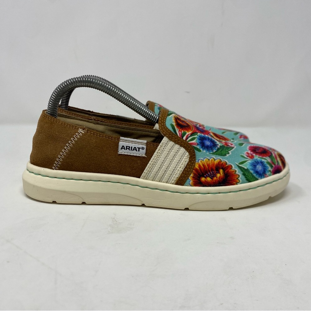 Ariat Cruiser Slip-On Shoes Women’s 8B Floral Canvas Brown Suede